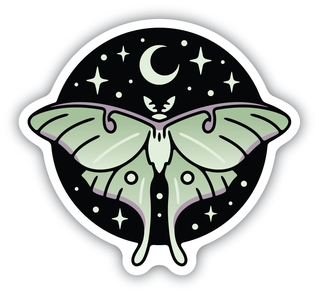 Moth + Moon Sticker
