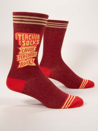 Blue Q | Men's Crew Socks | Teacher Socks 'cause Teachers Rock - Oscar & Libby's