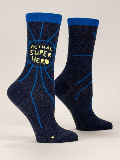 Blue Q | Women's Crew Socks | Actual Super Hero - Oscar & Libby's