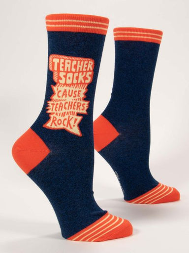 Blue Q | Women's Crew Socks |Teacher Socks 'cause Teachers Rock - Oscar & Libby's
