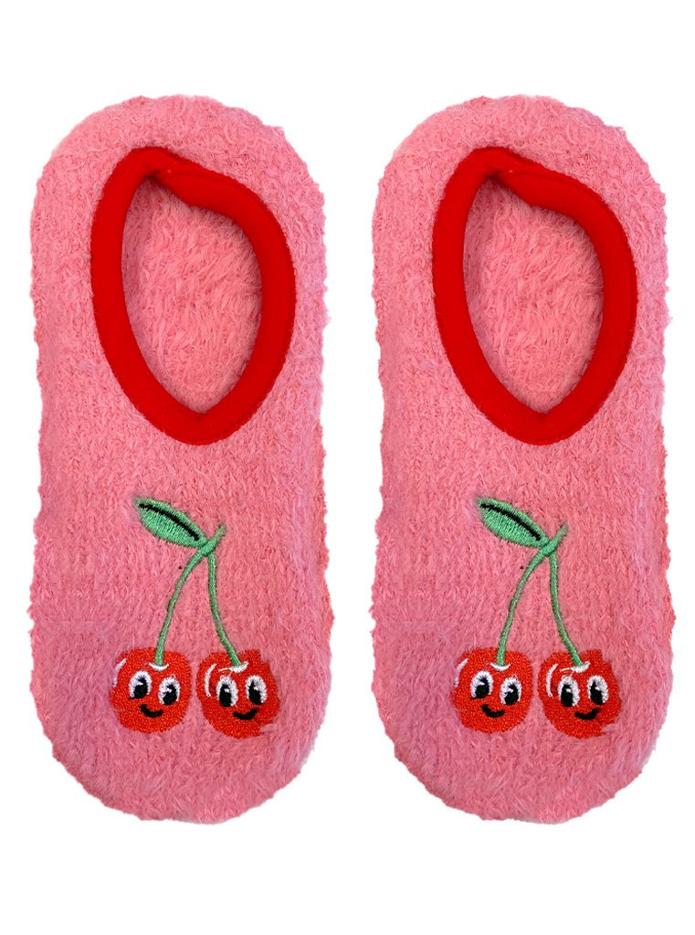 Fuzzy Slipper Socks | Cherry