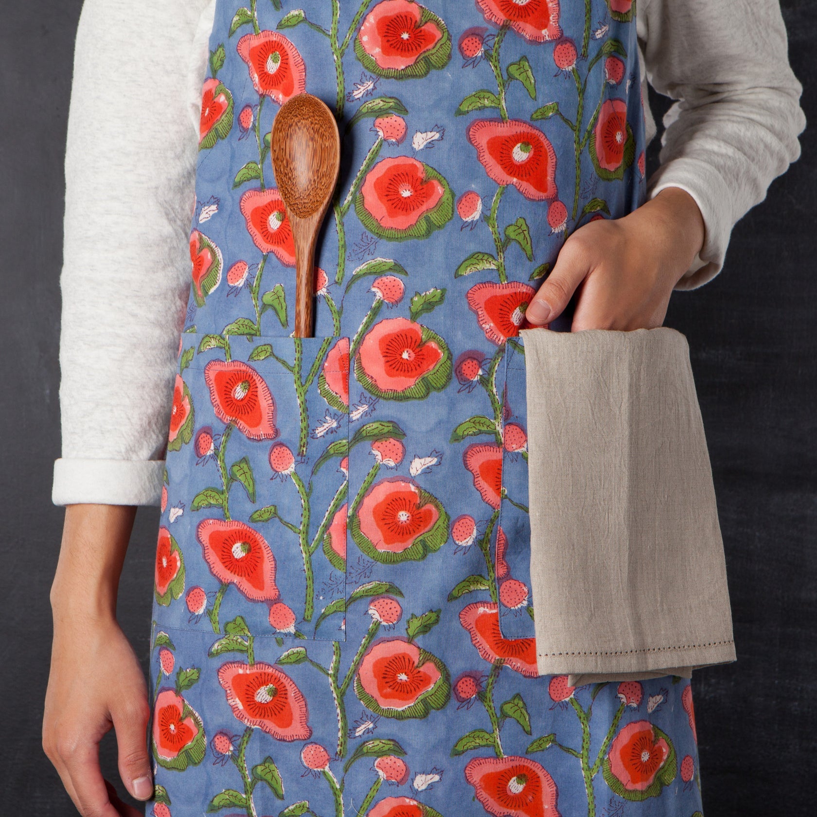 Poppy Block Print Apron | Danica Heirloom