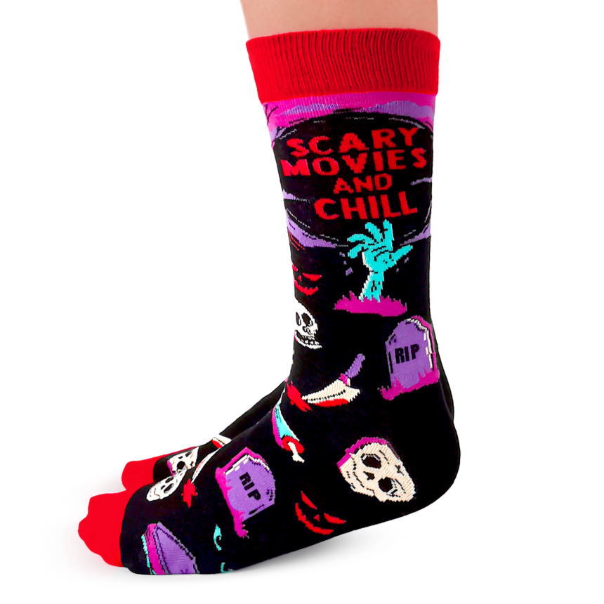 Uptown Sox | Women's Crew | Scary Movies and Chill - Oscar & Libby's