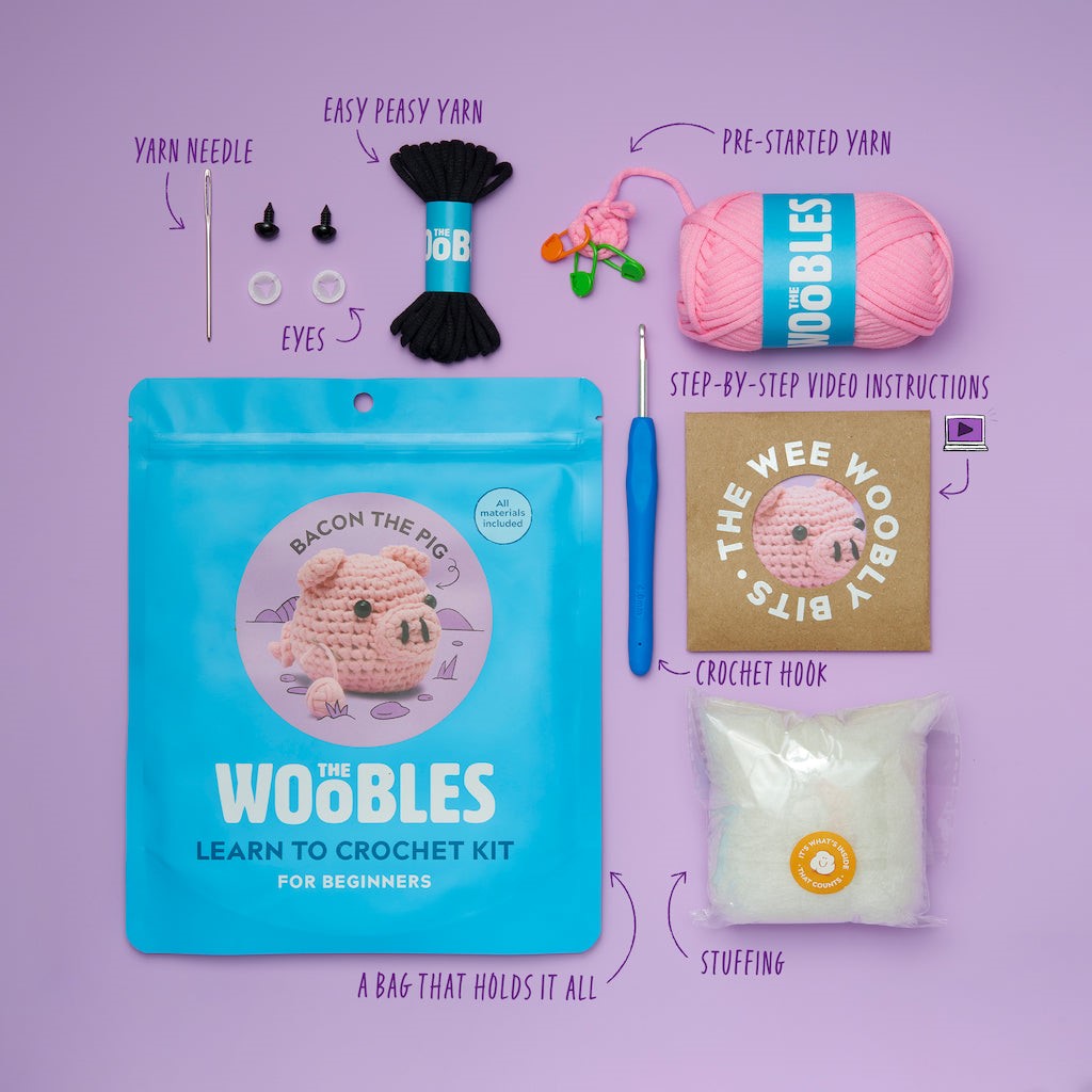 The Woobles Crochet Kit | Bacon the Pig