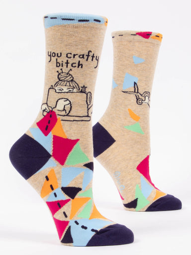 Blue Q | Women's Crew Socks | Crafty Blue Q - Oscar & Libby's