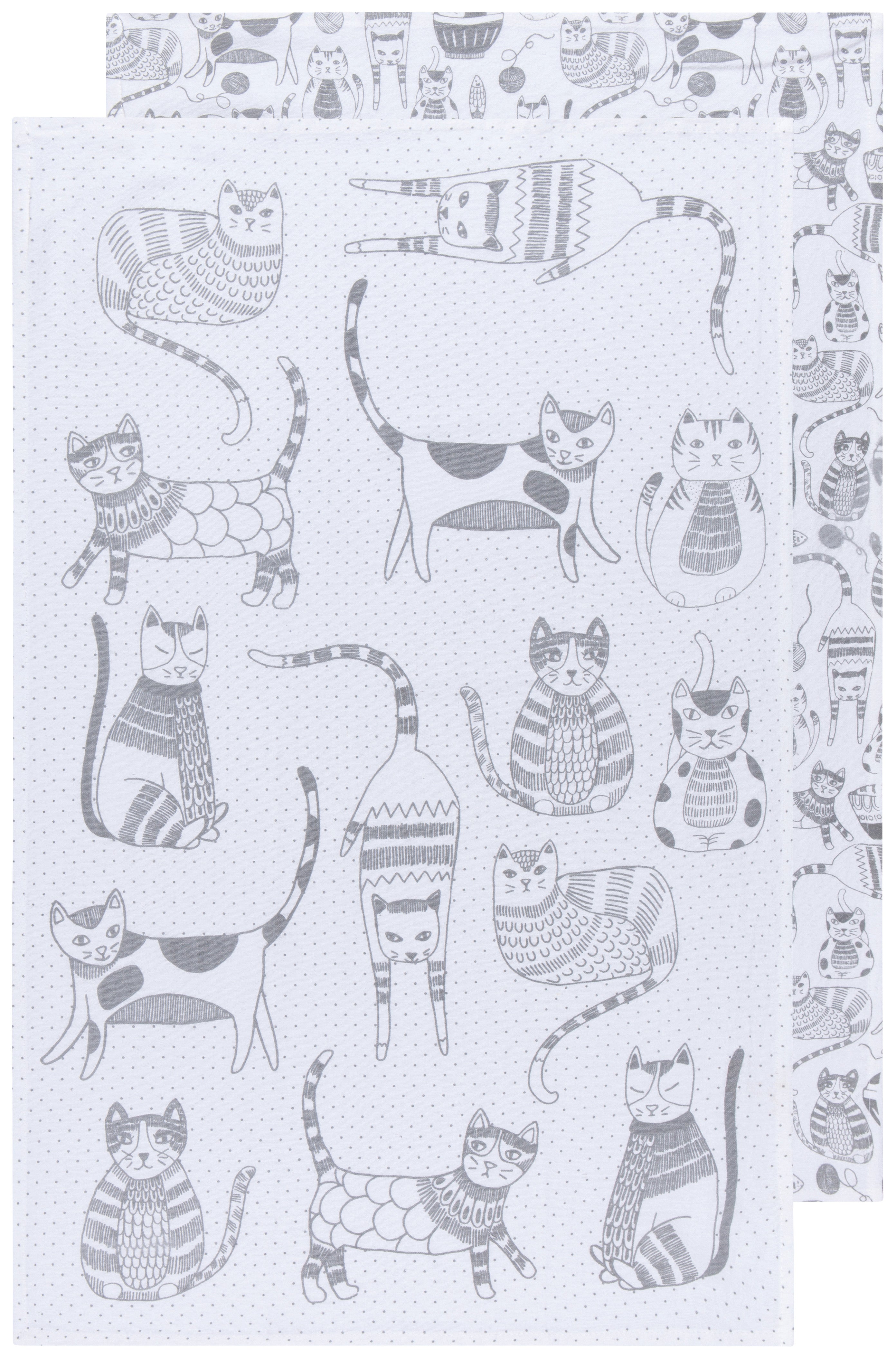 Grey Cats Floursack Dish Towels Set of 2 | Now Designs Danica - Oscar & Libby's