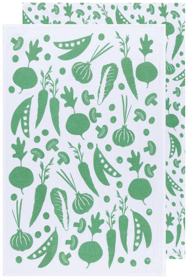 Green Veggies Floursack Dish Towels Set of 2 | Now Designs Danica - Oscar & Libby's