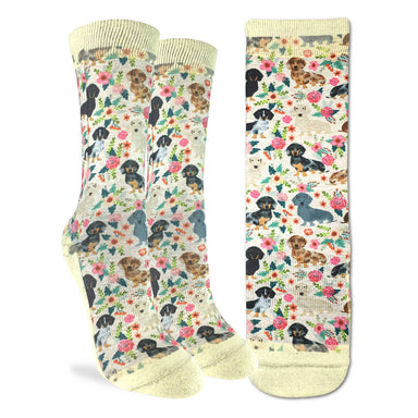 Good Luck Sock | Women's Active Fit | Floral Dachshunds Good Luck Sock - Oscar & Libby's