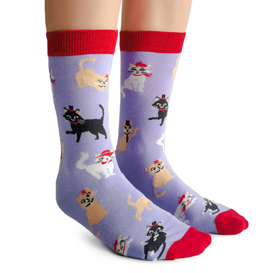 Uptown Sox | Women's Crew | Cats in Hats Uptown Sox - Oscar & Libby's