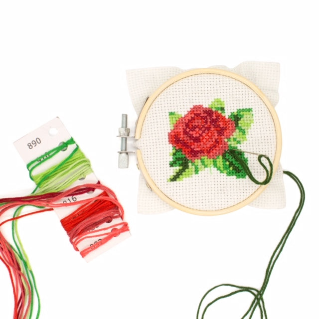 Mini Cross Stitch Embroidery Kit - Rose Kikkerland - Oscar & Libby's