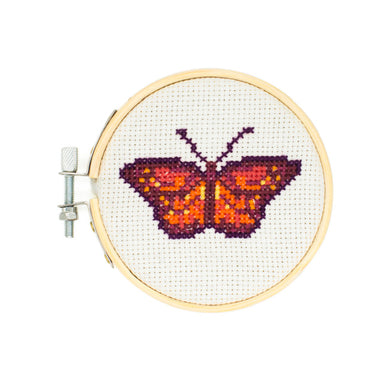 Mini Cross Stitch Embroidery Kit - Butterfly Kikkerland - Oscar & Libby's