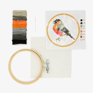 Mini Cross Stitch Embroidery Kit - Bird Kikkerland - Oscar & Libby's