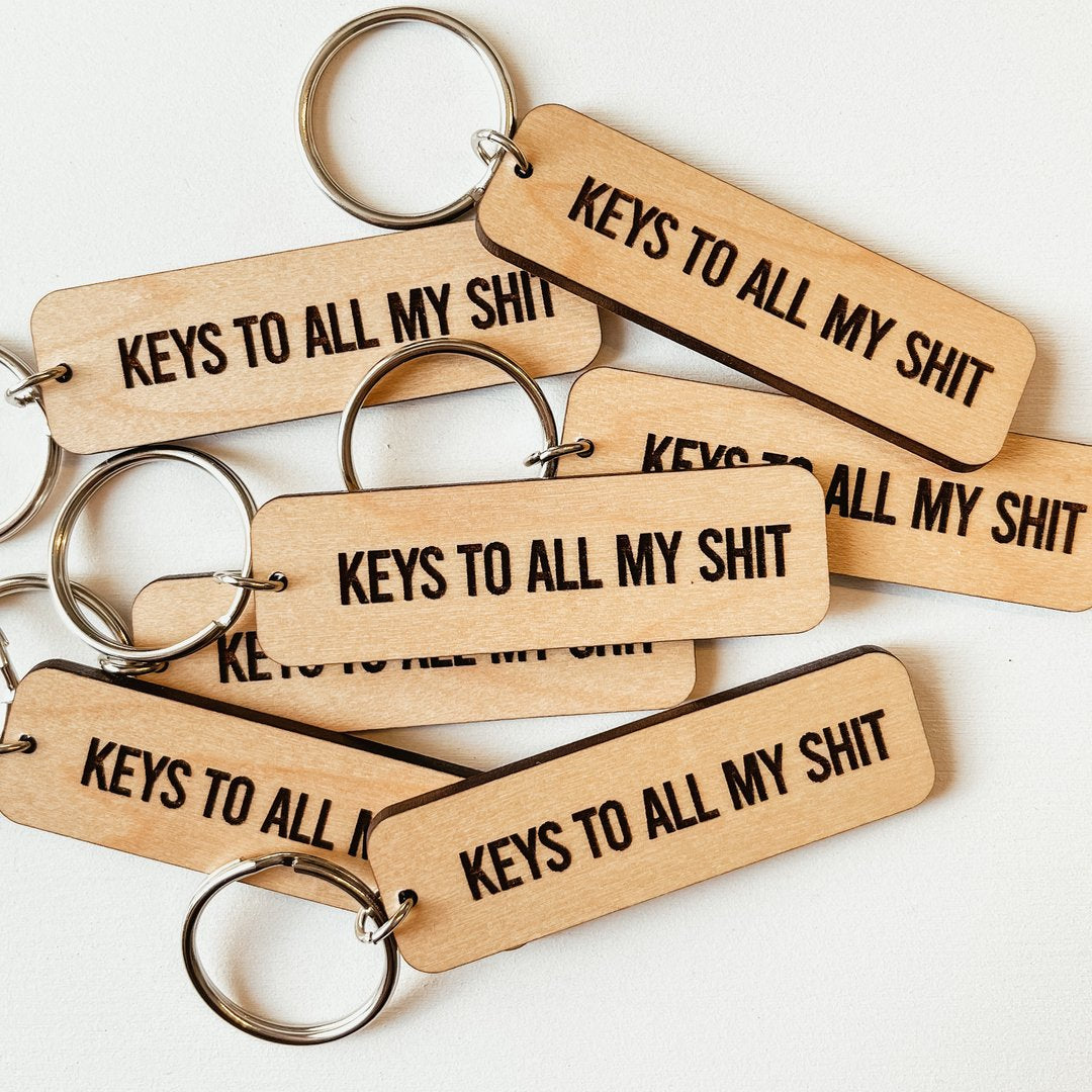 Knotty Design Co. Wooden Key Chain | Keys To All My Shit Knotty Design Co. - Oscar & Libby's