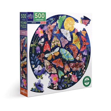 Eeboo | Moths 500 piece Round puzzle - Oscar & Libby's