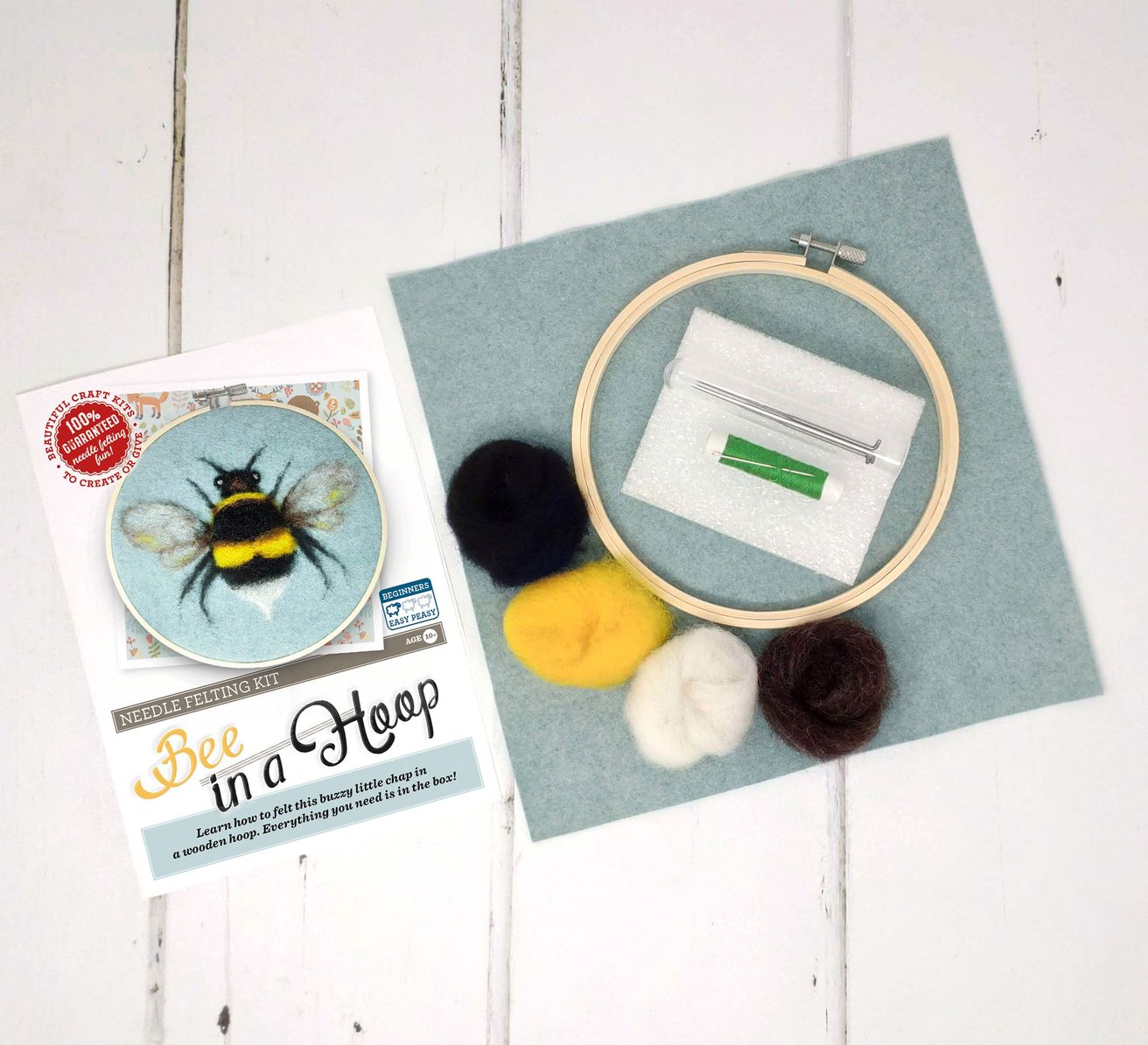 Bee in a Hoop Needle Felting Kit The Crafty Kit Co. - Oscar & Libby's