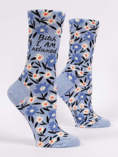 Blue Q | Women's Crew Socks | Bitch I Am Relaxed Blue Q - Oscar & Libby's