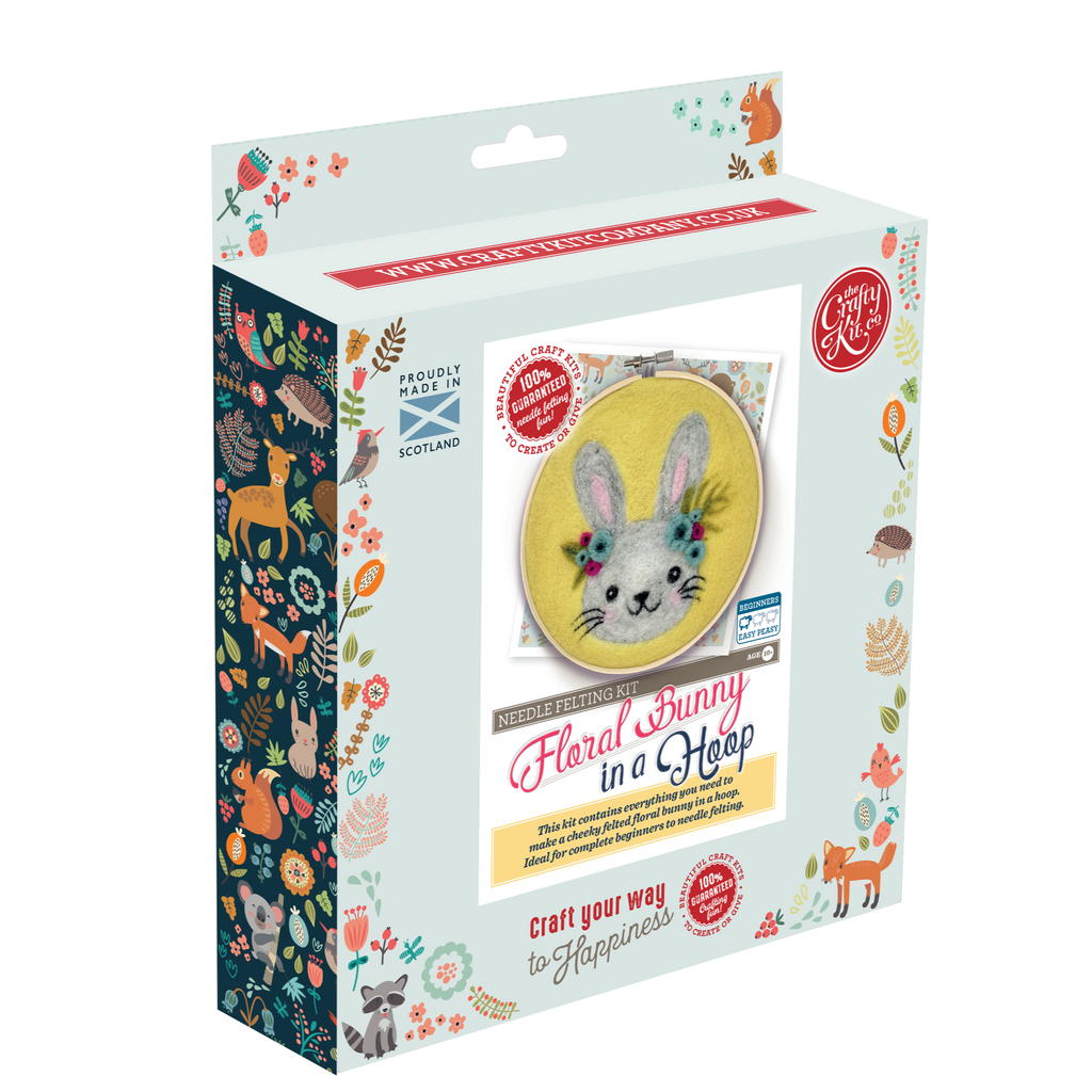 Floral Bunny in a Hoop Needle Felting Kit - Oscar & Libby's