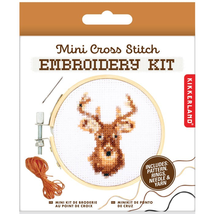 Mini CrossStitch Embroidery Kit - Mushroom - Orange Bird