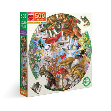 Eeboo | Mushrooms & Butterflies 500 piece Round puzzle Eeboo - Oscar & Libby's