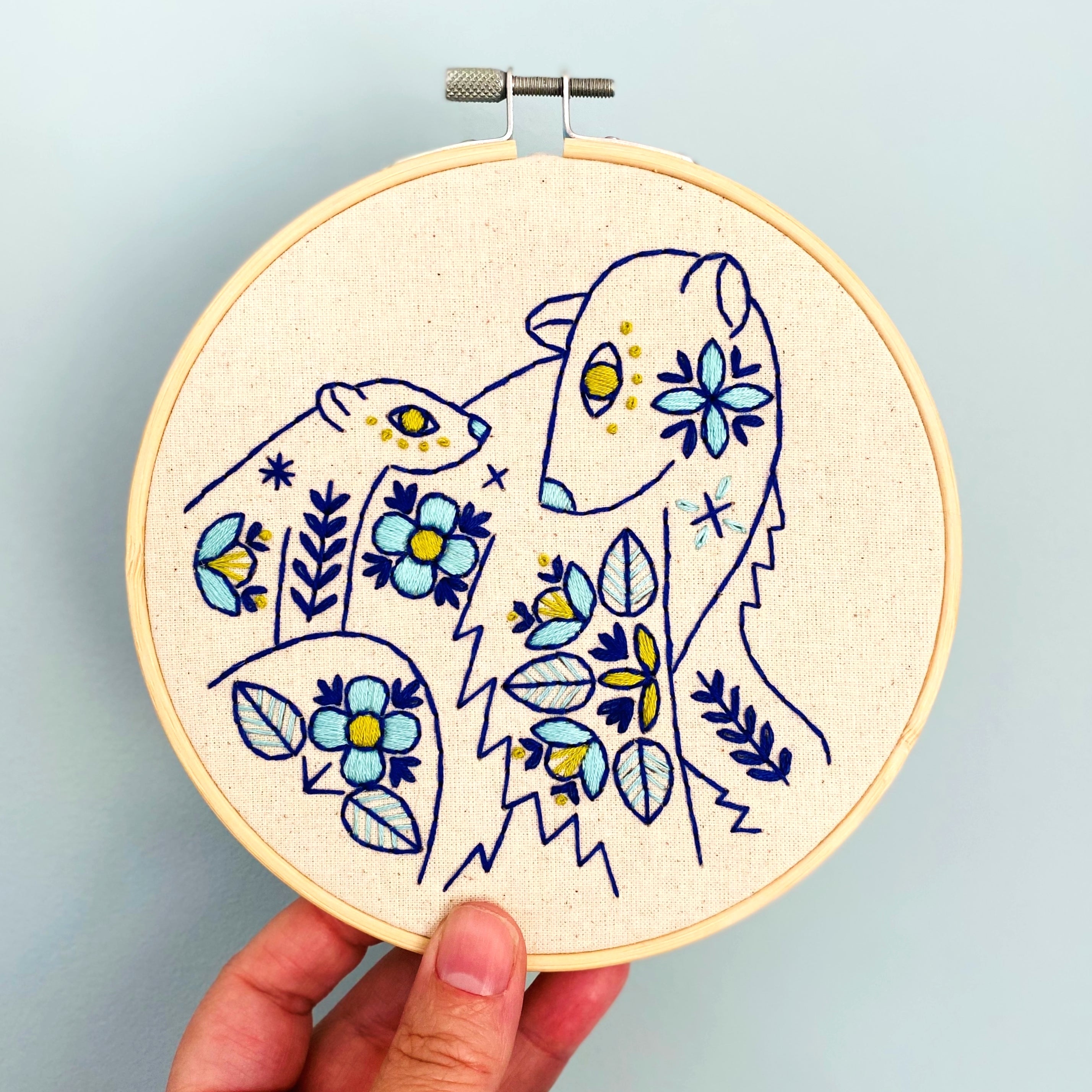 Embroidery Kit | Folk Polar Bears - Oscar & Libby's