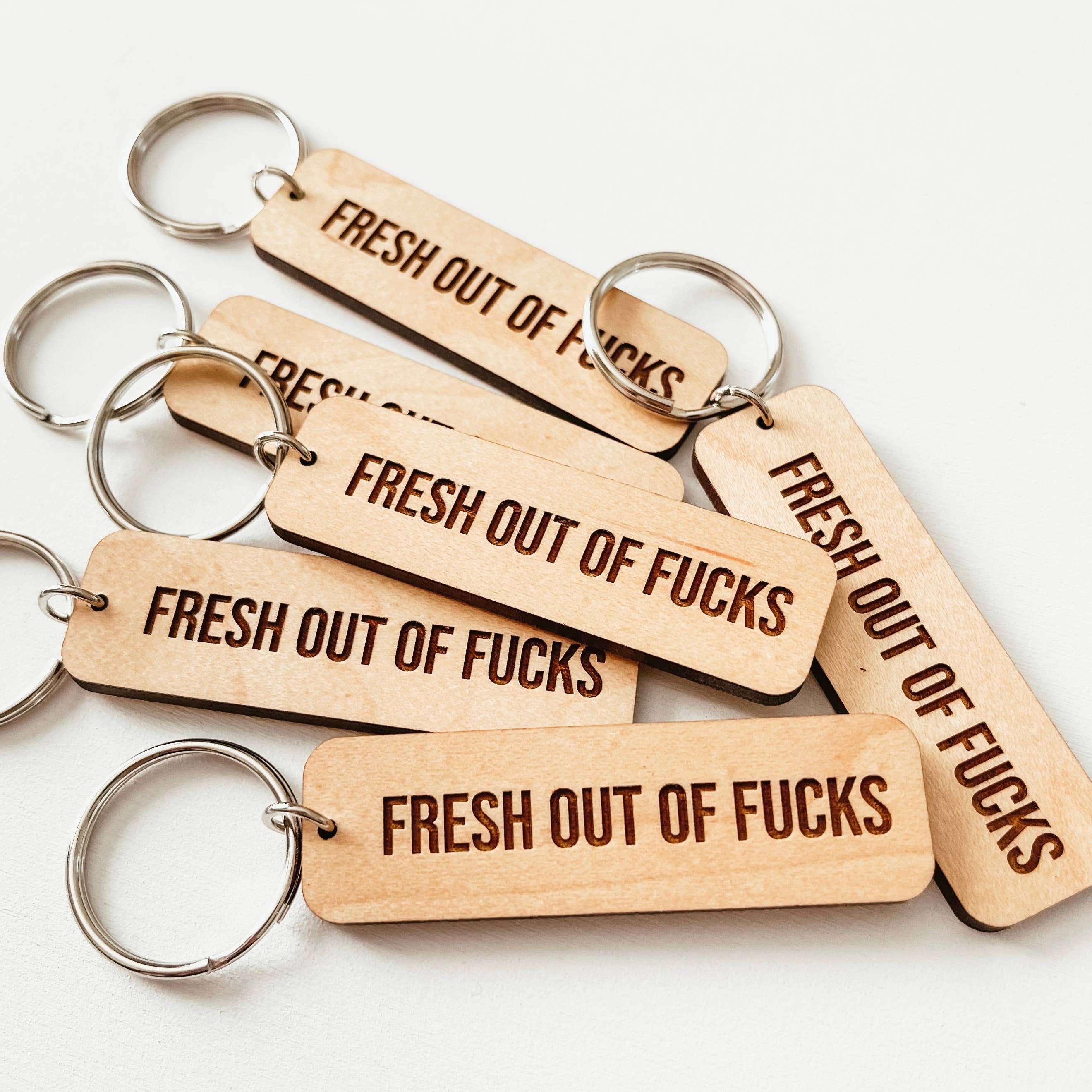 Knotty Design Co. Wooden Key Chain | Fresh Out Of Fucks Knotty Design Co. - Oscar & Libby's
