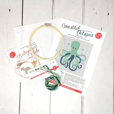 Green Octopus Cross Stitch Kit The Crafty Kit Co. - Oscar & Libby's