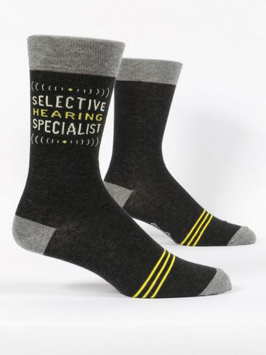 Blue Q | Men's Crew Socks | Selective Hearing Specialist Blue Q - Oscar & Libby's