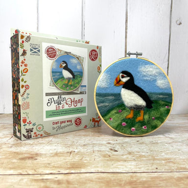 Puffin in a Hoop Needle Felting Kit The Crafty Kit Co. - Oscar & Libby's
