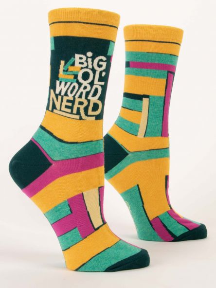 Blue Q | Women's Crew Socks | Big Ol' Word Nerd - Oscar & Libby's